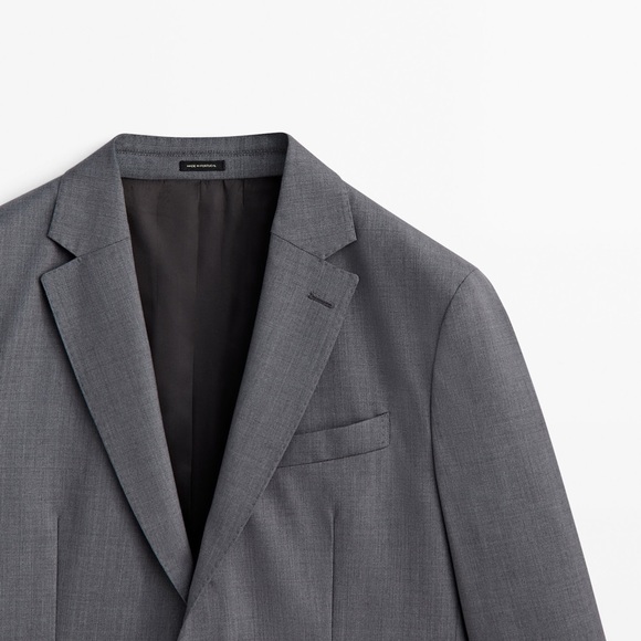 GREY FIL-À-FIL WOOL SUIT BLAZER - Picture 5 of 6